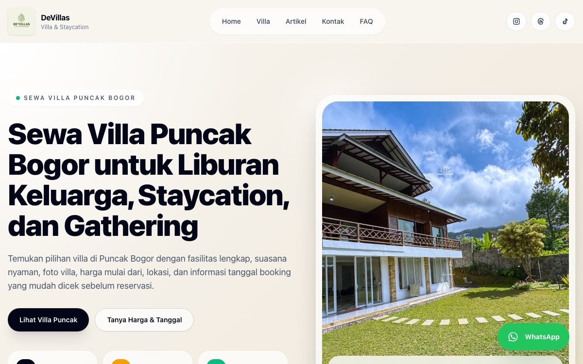 Studi Kasus: De Villas Puncak — Booking Villa Langsung Tanpa OTA