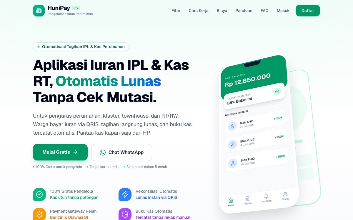 Studi Kasus: HuniPay — Iuran IPL Perumahan Lunas Otomatis via QRIS